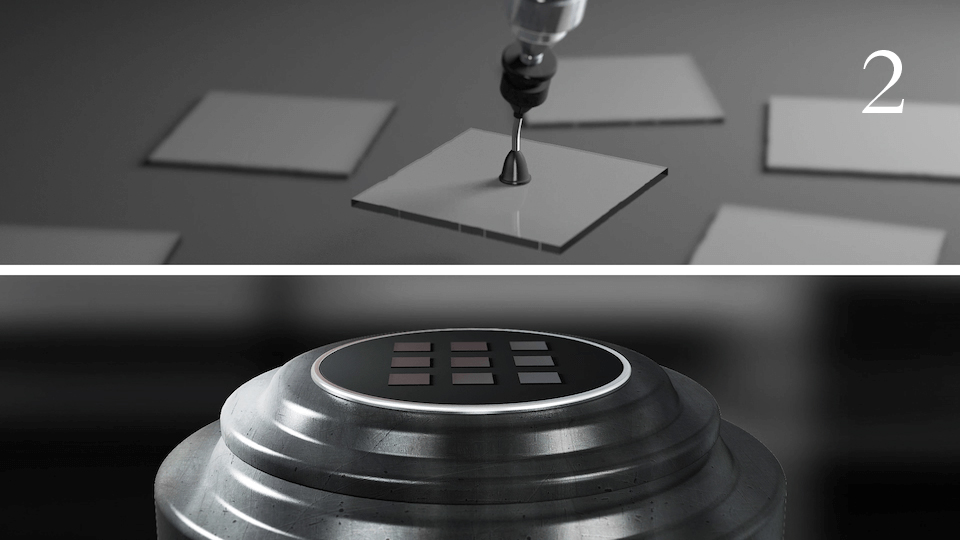 The diamond seed is placed in the CVD plasma sector.